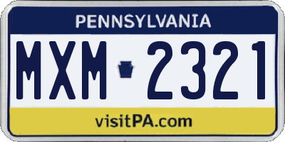 PA license plate MXM2321