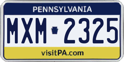PA license plate MXM2325