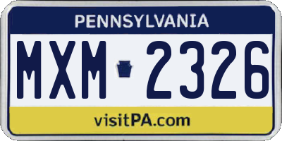PA license plate MXM2326