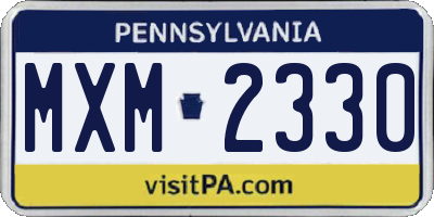 PA license plate MXM2330