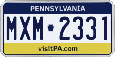 PA license plate MXM2331