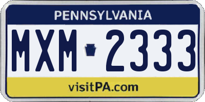 PA license plate MXM2333