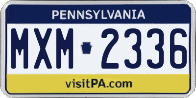 PA license plate MXM2336