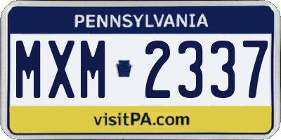 PA license plate MXM2337