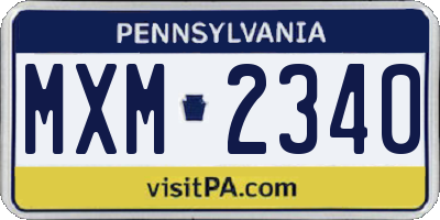 PA license plate MXM2340