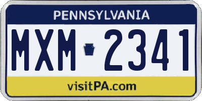 PA license plate MXM2341