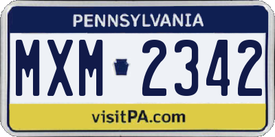 PA license plate MXM2342
