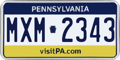 PA license plate MXM2343