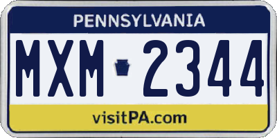 PA license plate MXM2344