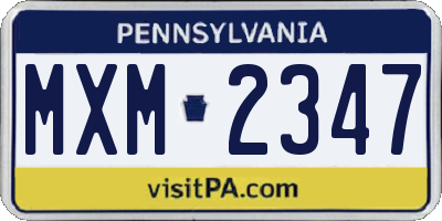 PA license plate MXM2347