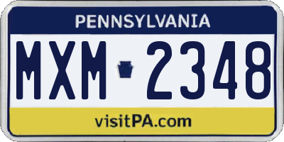 PA license plate MXM2348