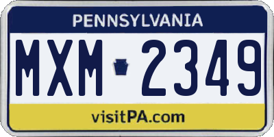 PA license plate MXM2349