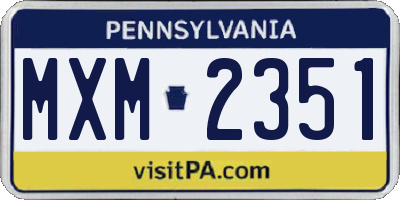 PA license plate MXM2351