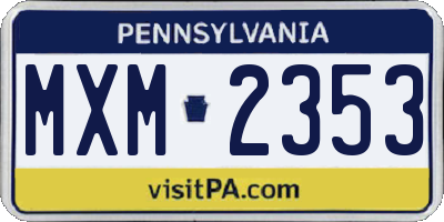 PA license plate MXM2353