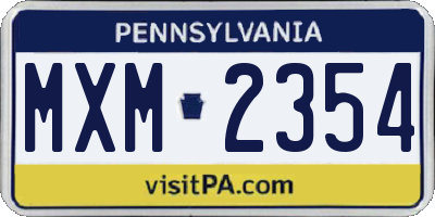 PA license plate MXM2354