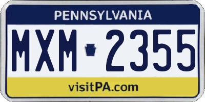 PA license plate MXM2355