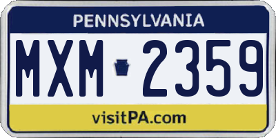 PA license plate MXM2359