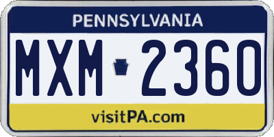 PA license plate MXM2360