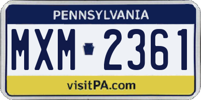 PA license plate MXM2361