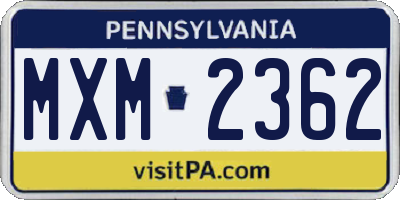 PA license plate MXM2362