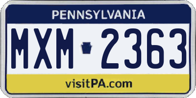 PA license plate MXM2363
