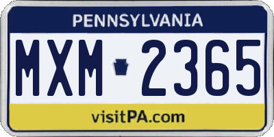 PA license plate MXM2365
