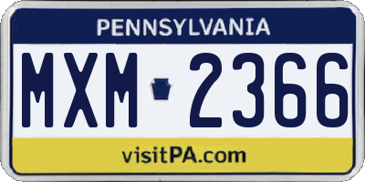 PA license plate MXM2366