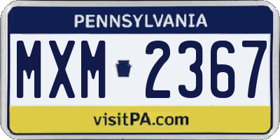 PA license plate MXM2367