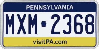PA license plate MXM2368
