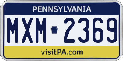 PA license plate MXM2369
