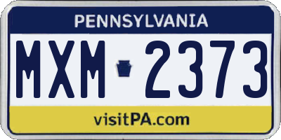 PA license plate MXM2373