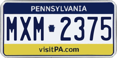 PA license plate MXM2375
