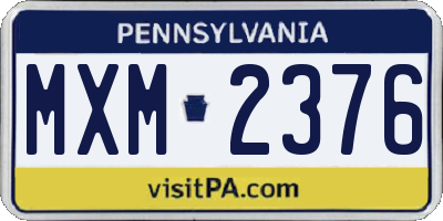 PA license plate MXM2376
