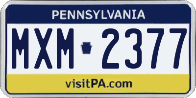 PA license plate MXM2377