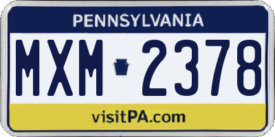PA license plate MXM2378