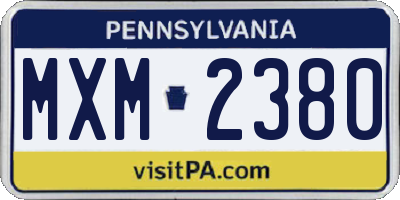 PA license plate MXM2380