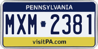 PA license plate MXM2381