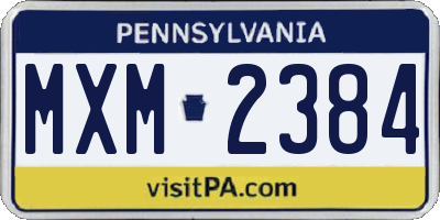 PA license plate MXM2384