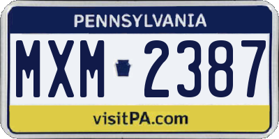PA license plate MXM2387