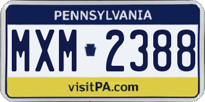 PA license plate MXM2388