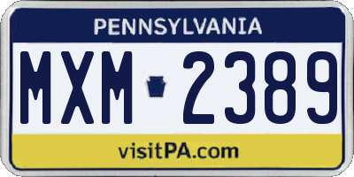 PA license plate MXM2389