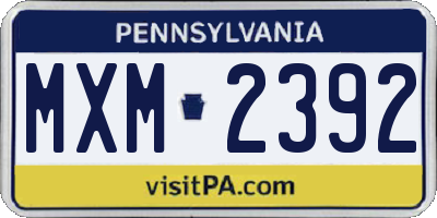 PA license plate MXM2392