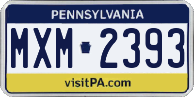 PA license plate MXM2393