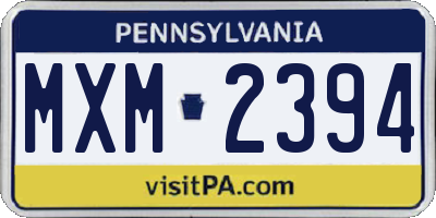 PA license plate MXM2394