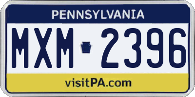 PA license plate MXM2396