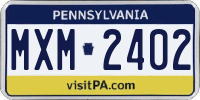 PA license plate MXM2402