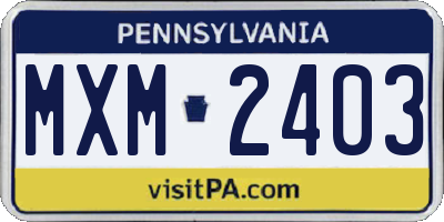 PA license plate MXM2403