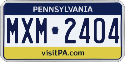 PA license plate MXM2404