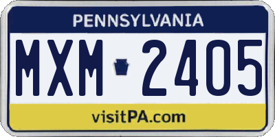 PA license plate MXM2405