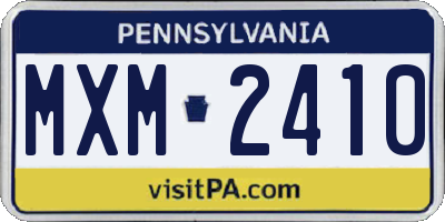 PA license plate MXM2410